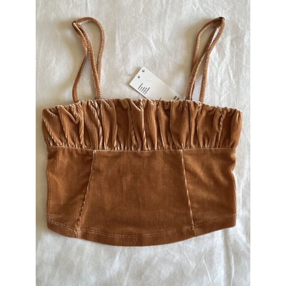 Urban Outfitters Tops - Urban Outfitters NWT Brown/Tan Velvet Crop Top Size S